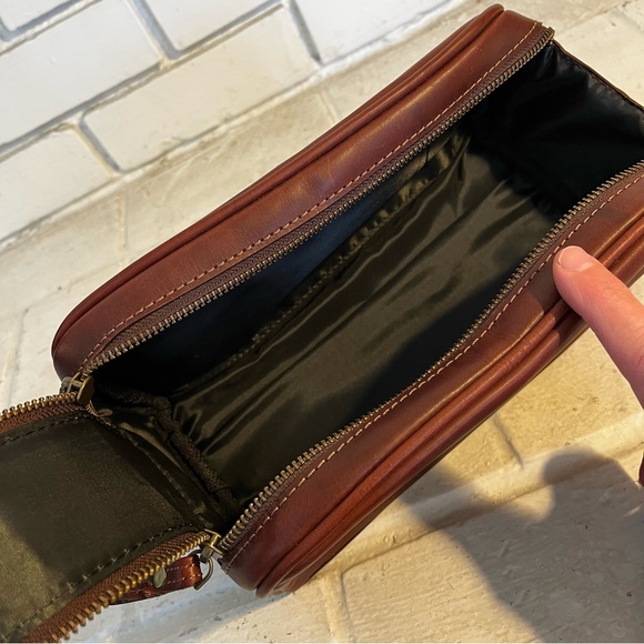 Aaron Leather Goods Leather Travel Toiletry Bag, Walnut Brown - NEW - Picture 8 of 10